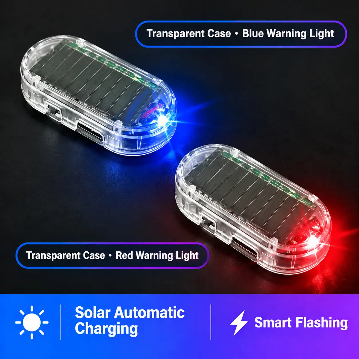 Solar Powered Fake Car Alarm Light – Auto Sensor Simulated LED Security Flashing Lamp