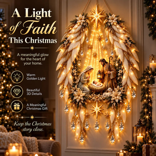 🔥 Last Day 50% OFF-👼 3D Heavenly Angel Wings Nativity Light✨ – Lighted Christmas Wall Decor  ✈️