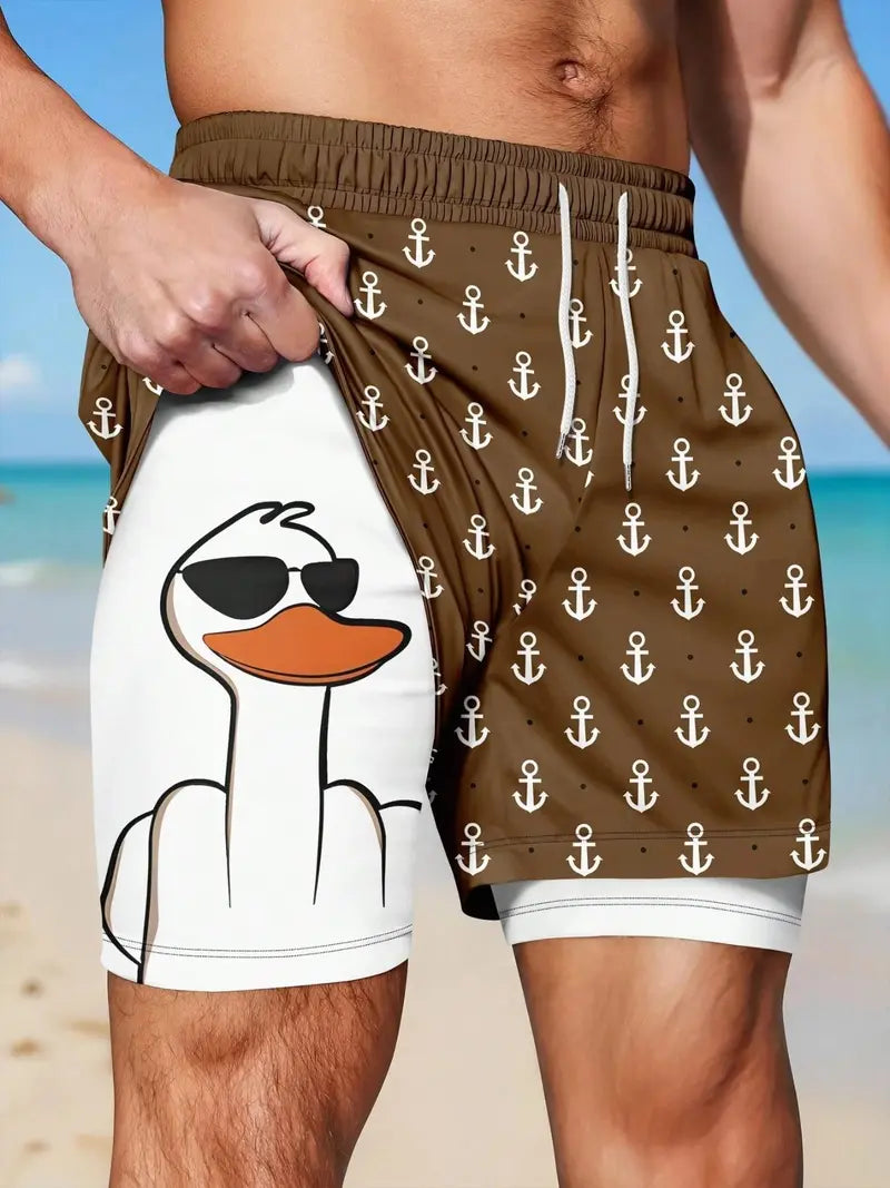 Unisex 2-in-1 Quick-Dry Beach Shorts