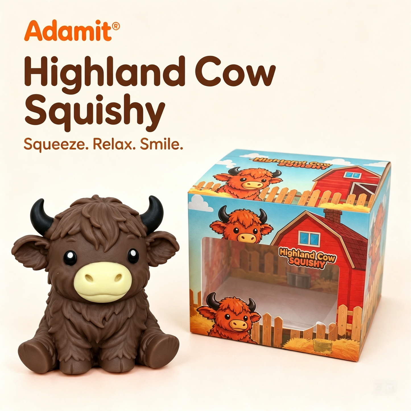 🔥Last Day 49% OFF -  🐮 Highland Cow Squishy – Squeeze, Relax & Smile! 🧡