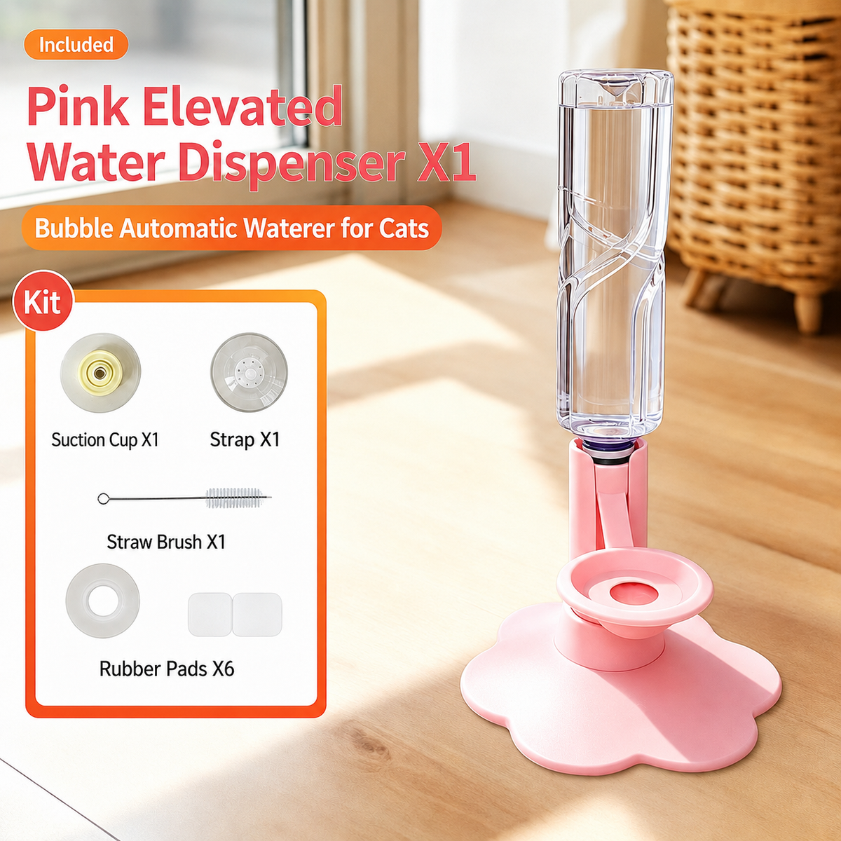 Gravity Cat Water Dispenser Stand - Spill-Proof