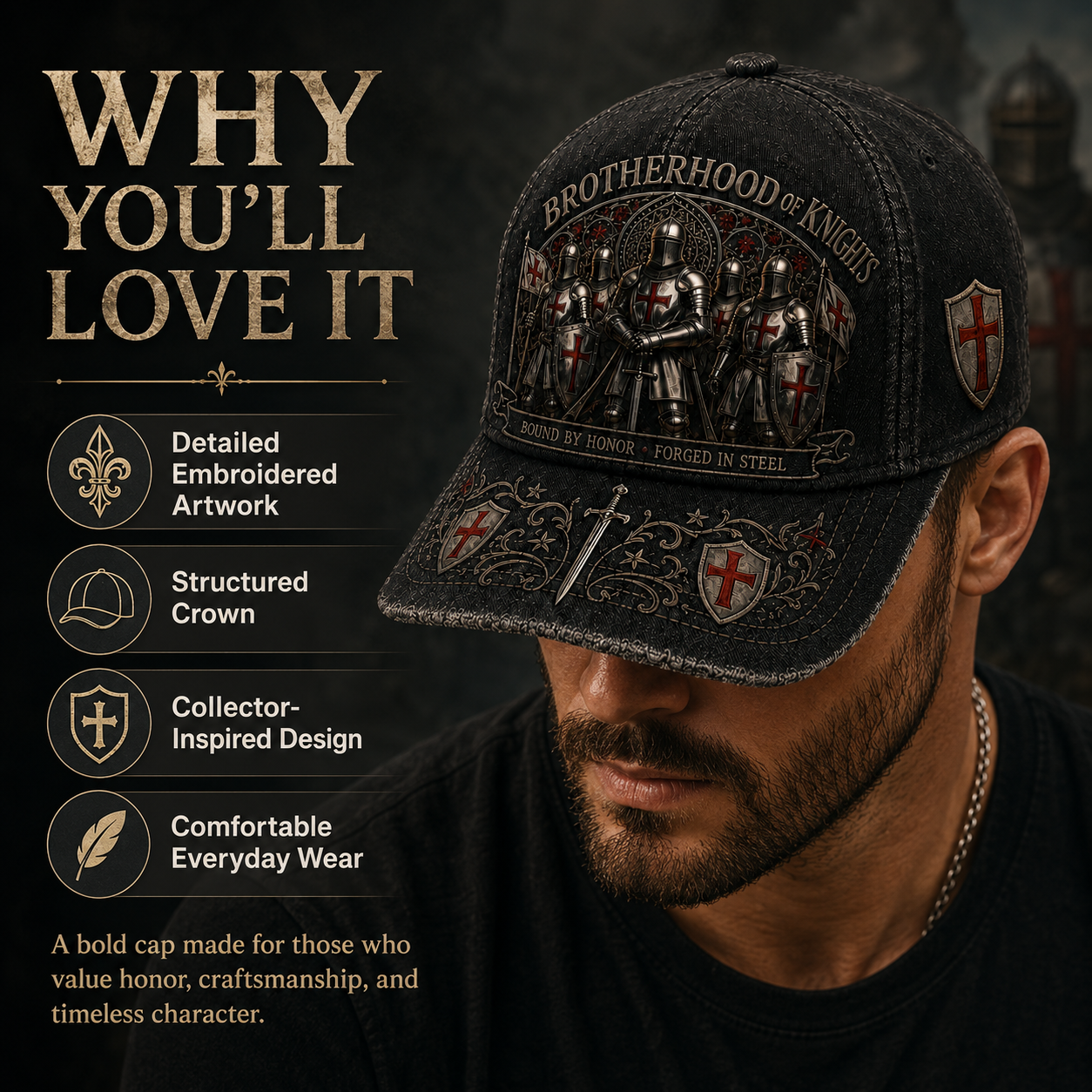 ⚔️ Bound By Honor Forged In Steel – Knights Templar Cap