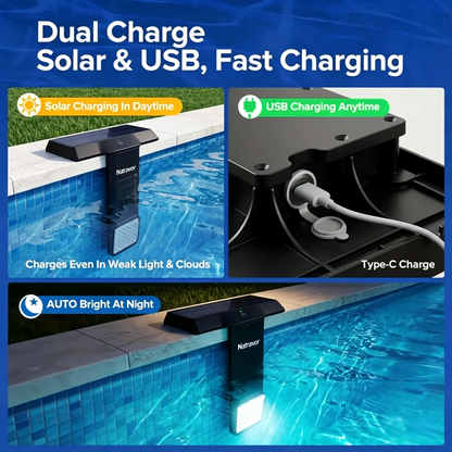 Natravor Solar Pool Light – 20 RGB Colors, IP68 Waterproof, Magnetic Mount