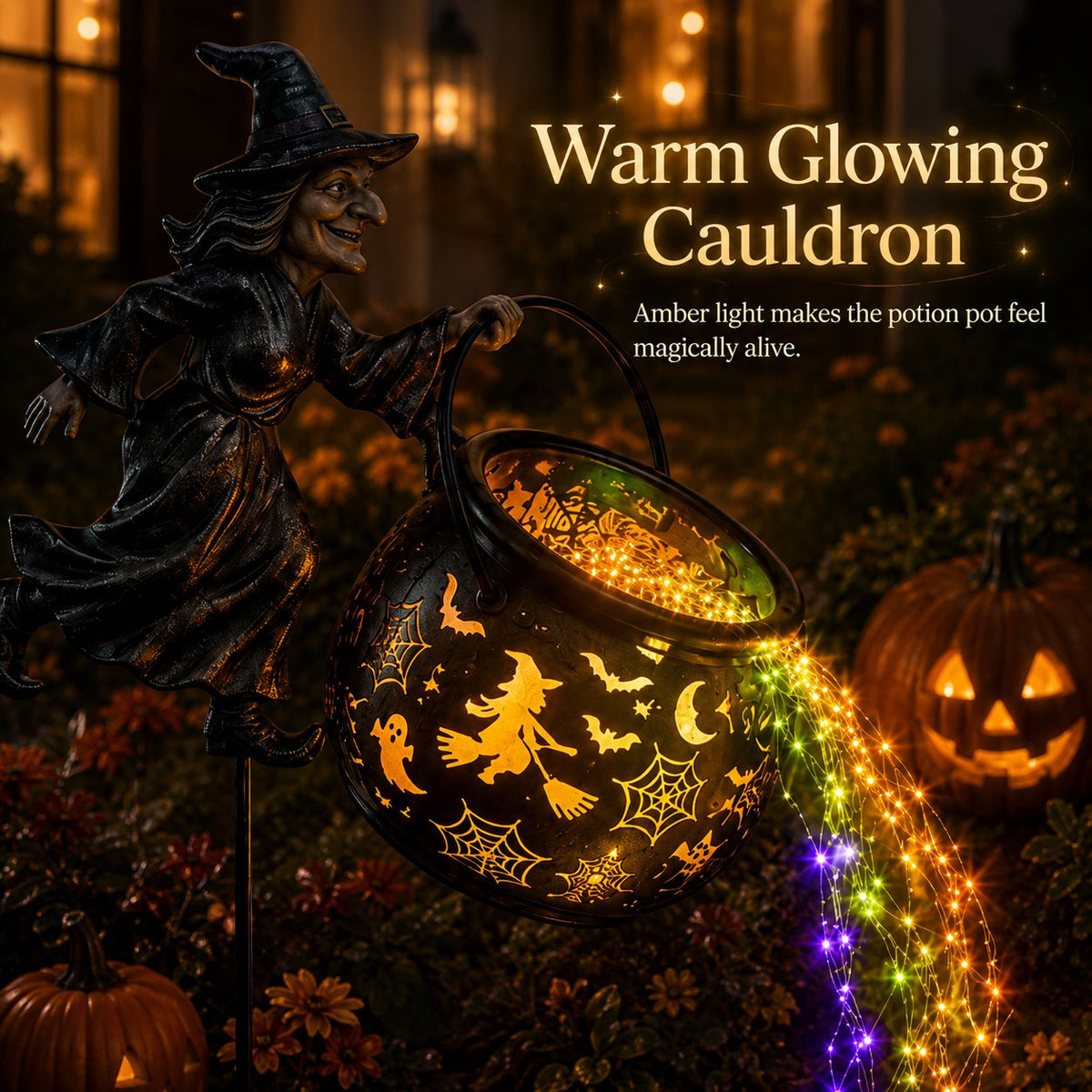🔥Free shipping-Last Day 49% OFF🎃Halloween Witch Cauldron Garden Light