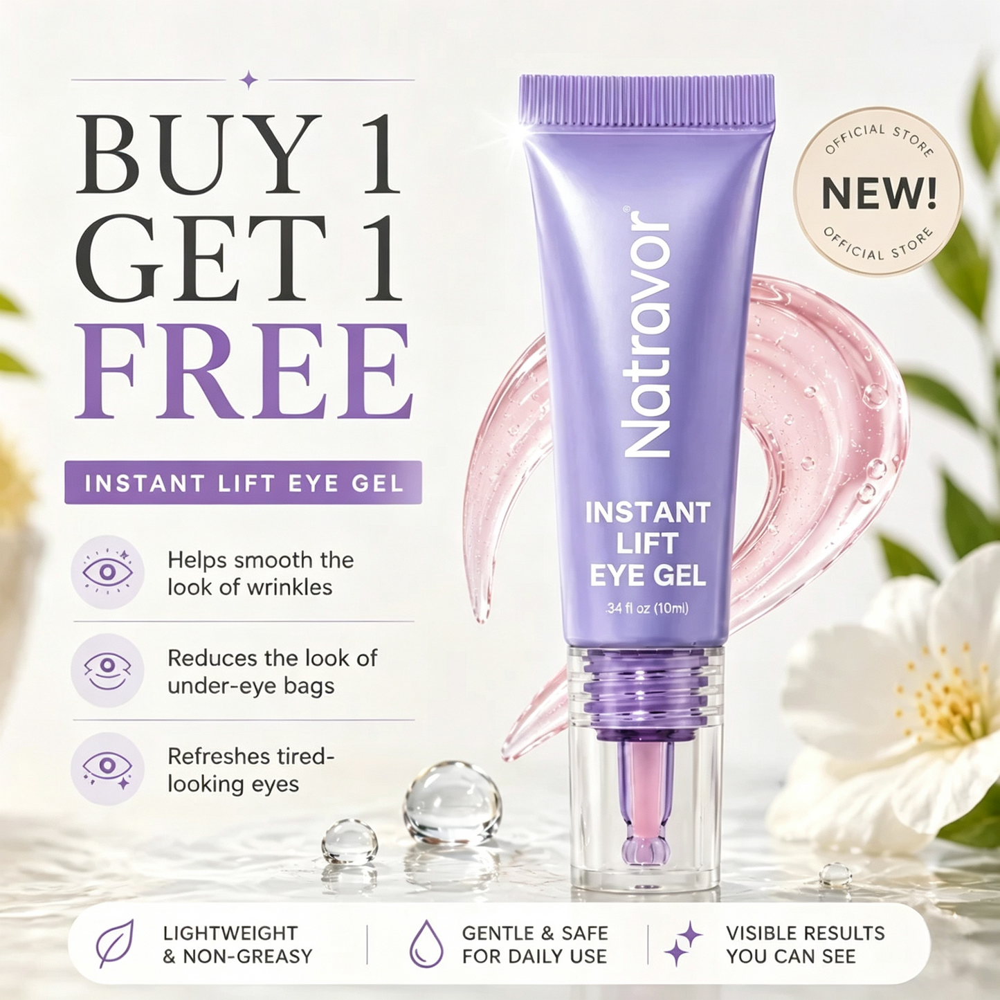 ✨ Natravor Instant Lift Eye Gel – Smooth Wrinkles & Reduce the Look of Under-Eye Bags 👁️💜