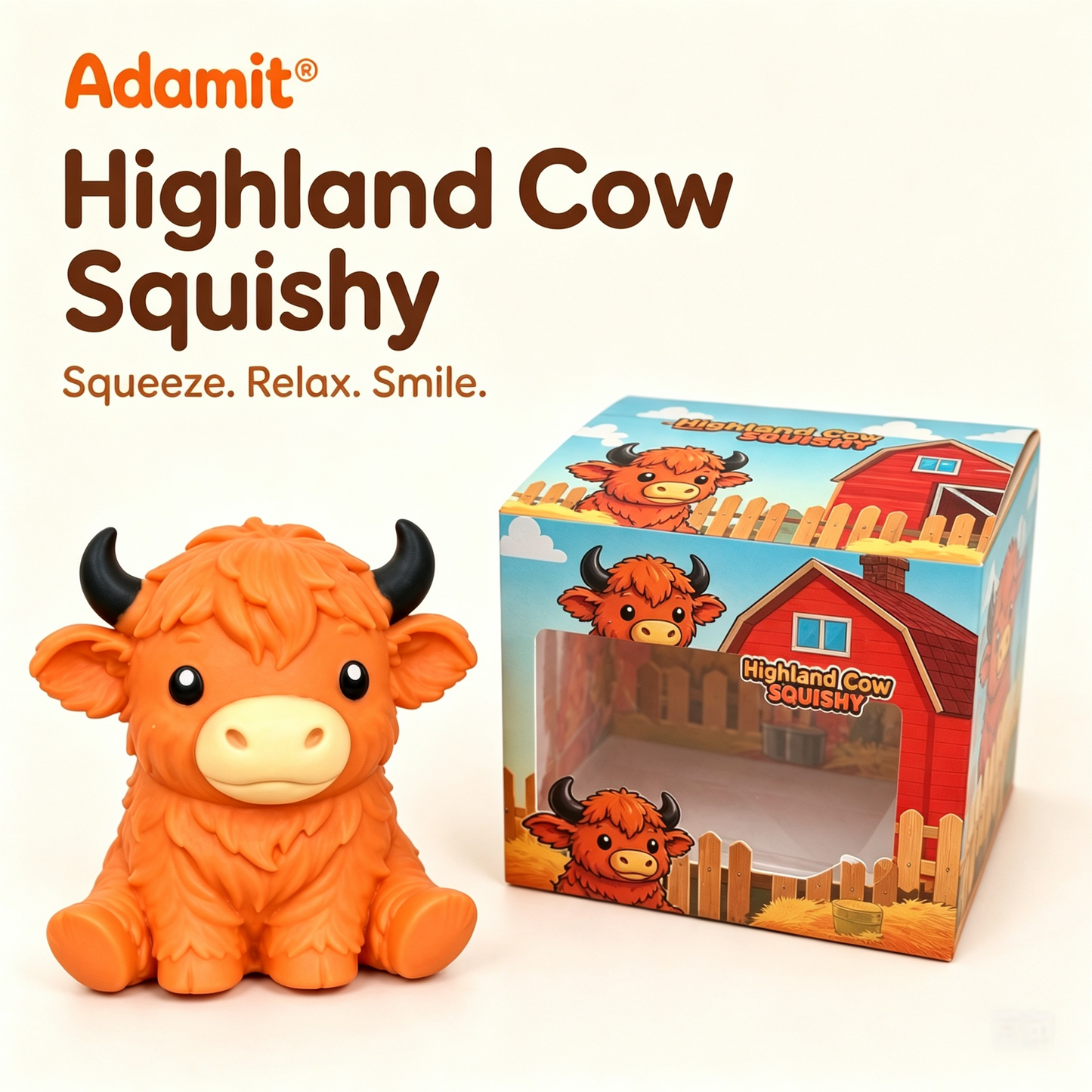 🔥Last Day 49% OFF -  🐮 Highland Cow Squishy – Squeeze, Relax & Smile! 🧡