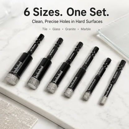 🔥LAST DAY SALE 49% OFF-6 Pcs Diamond Drill Bits Set, 1/4 5/6 3/8 1/2 Inch Brazed Diamond Drill Bits for Precision Drilling in Tile Ceramic Glass Granite Marble Masonry