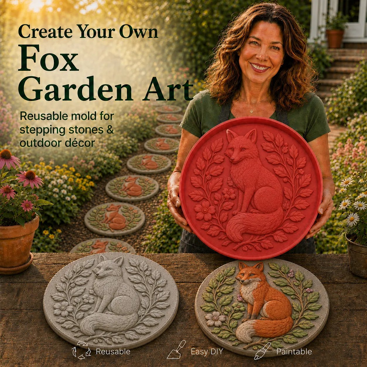 💥 LAST DAY 49% OFF - Garden Art Stepping Stone Mold - BUY 2 FREE SHIPPING