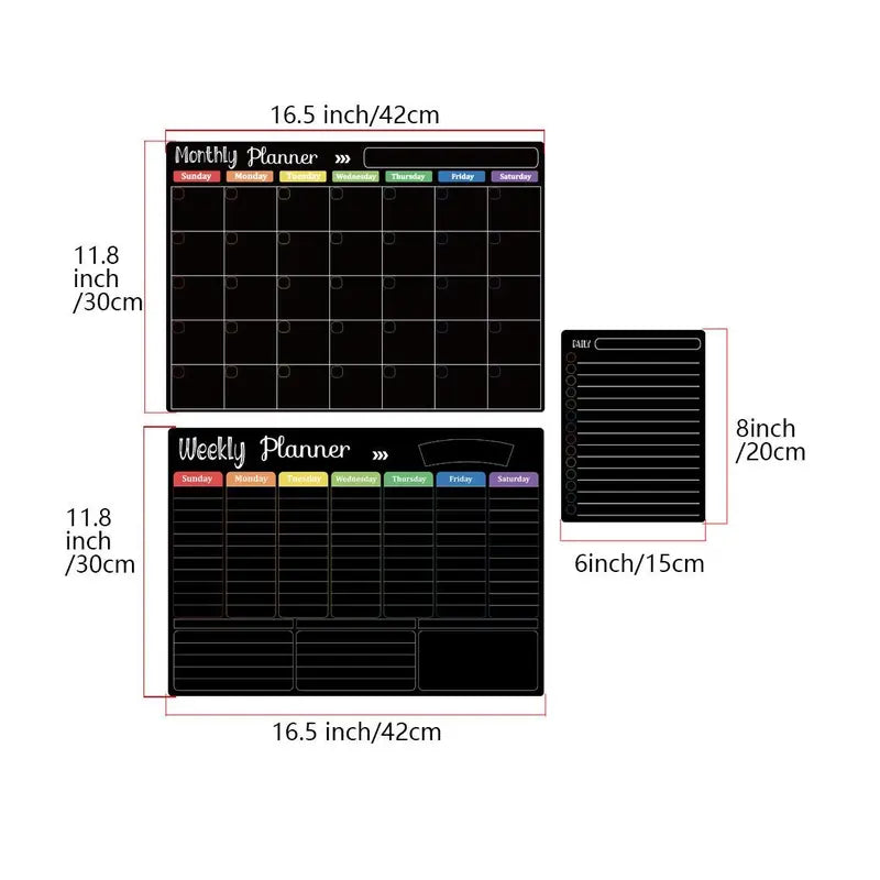 📅 Black Magnetic Dry Erase Boards Set of 3 | Ultimate Fridge Organizer & Planner ✨