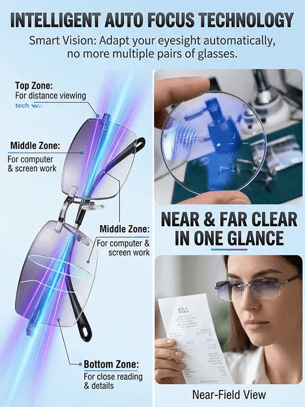 🔥 50% OFF![Regain Your Youthful Vision] Smart Zoom Diamond-Cut Reading Glasses🔥