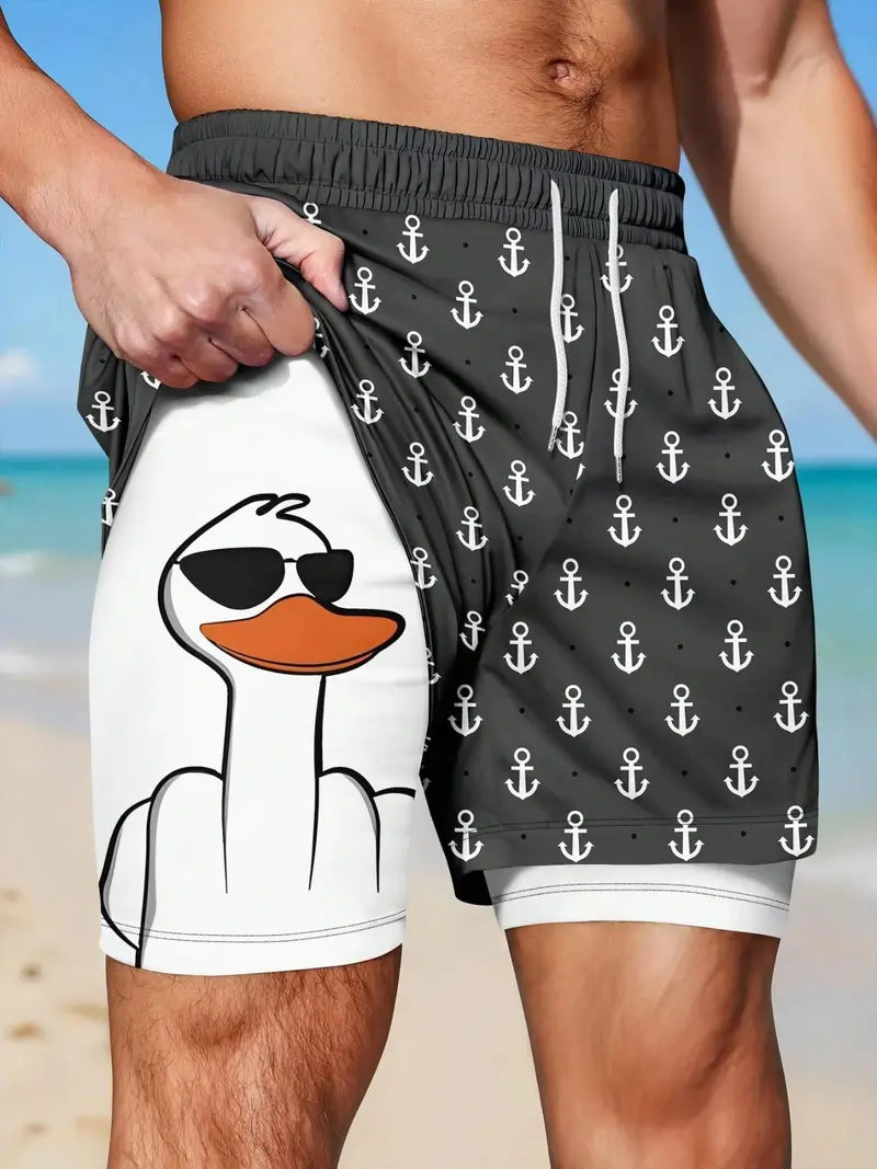 Unisex 2-in-1 Quick-Dry Beach Shorts