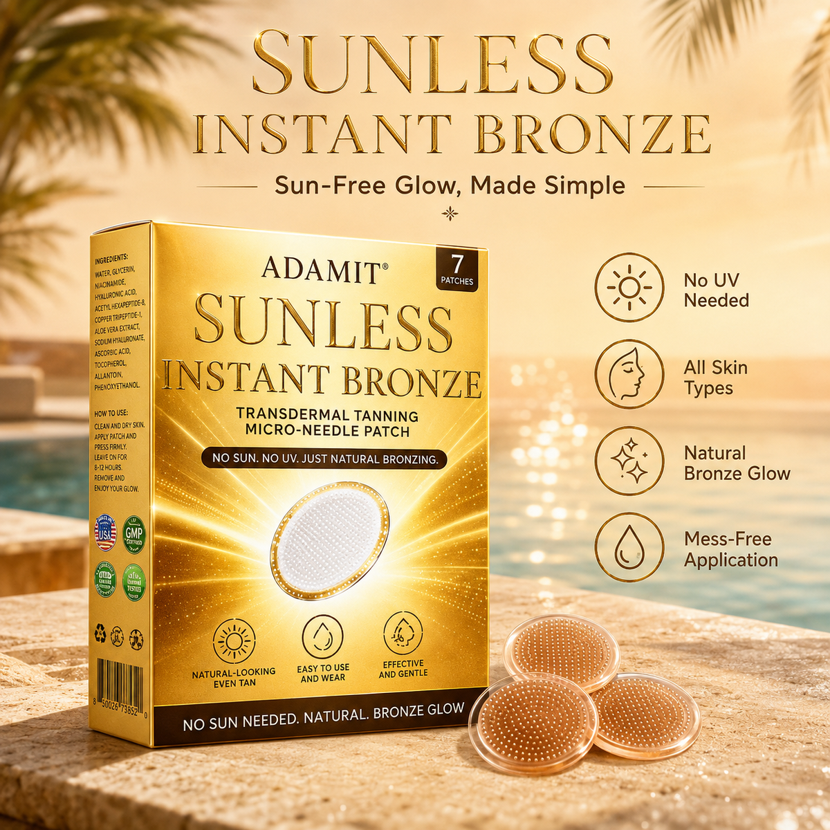 ADAMIT® Sunless Instant Bronze Tanning Microneedle Patch