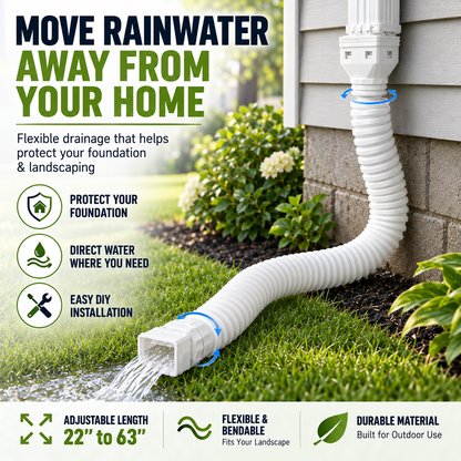 🔥 Last Day 50% OFF-Flexible Rain Gutter Downspout Extension Kit  – Adjustable 22"-63" Drain Pipe with Leaf Filter for Foundation Protection