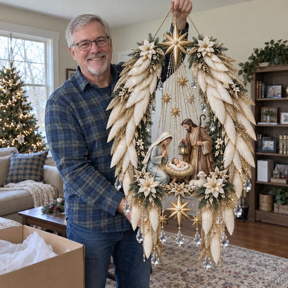 🔥 Last Day 50% OFF-👼 3D Heavenly Angel Wings Nativity Light✨ – Lighted Christmas Wall Decor  ✈️