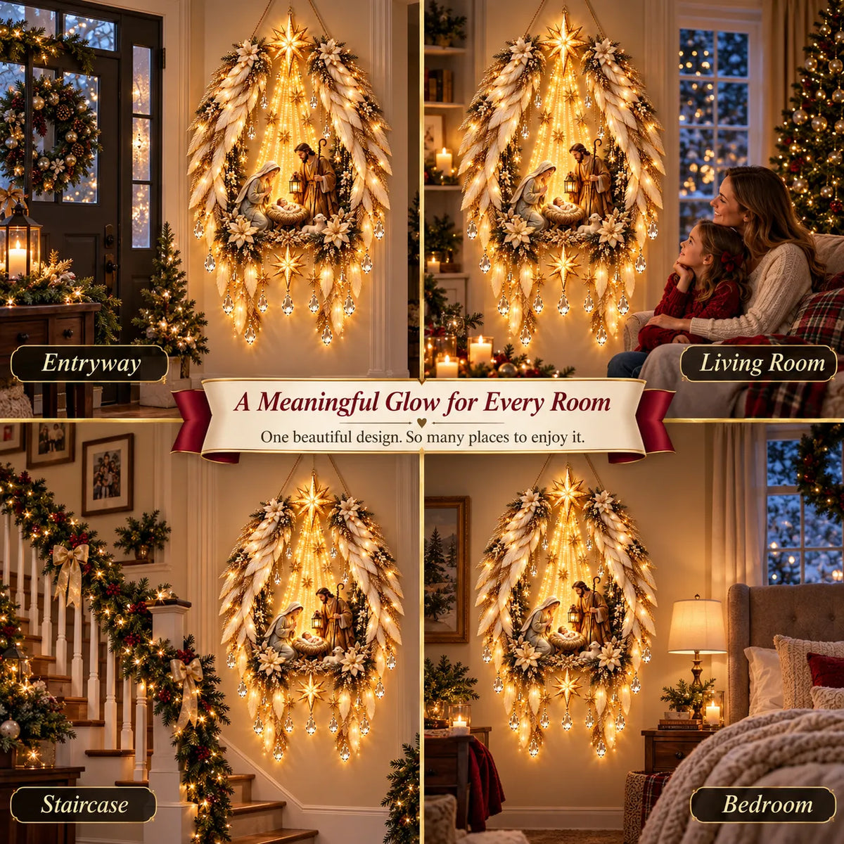 🔥 Last Day 50% OFF-👼 3D Heavenly Angel Wings Nativity Light✨ – Lighted Christmas Wall Decor  ✈️