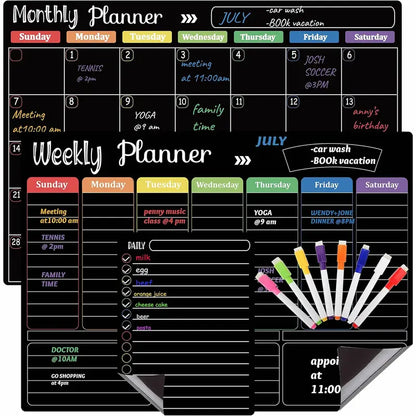 📅 Black Magnetic Dry Erase Boards Set of 3 | Ultimate Fridge Organizer & Planner ✨