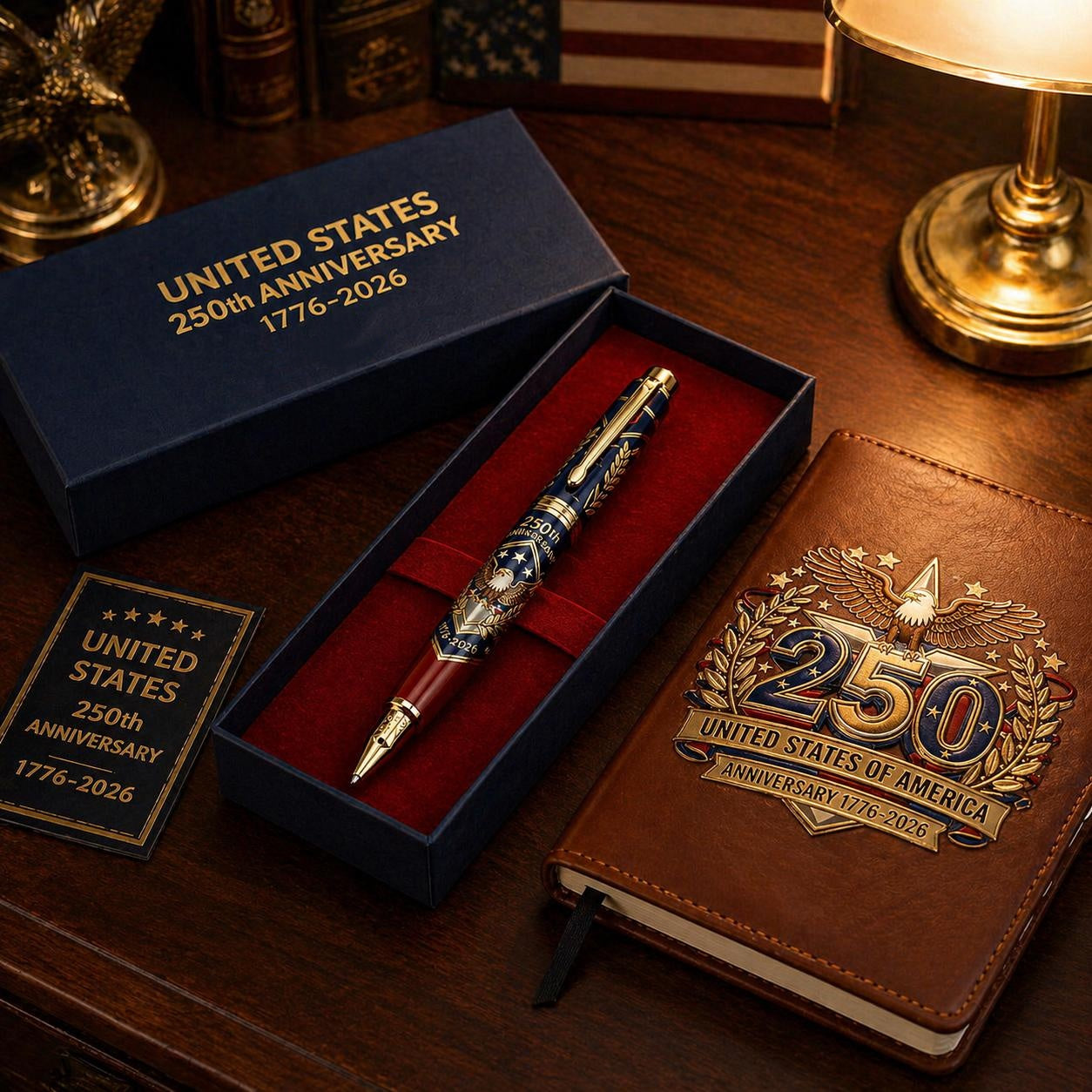Father's Day gift 一 USA 250th Anniversary Notebook & Pen Set, 1776-2026 Patriotic Gift