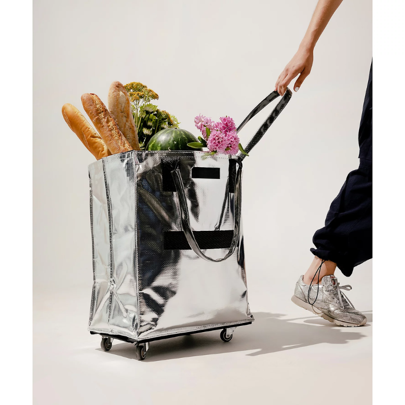 Rolling Tote Bag with Zip Top Closure