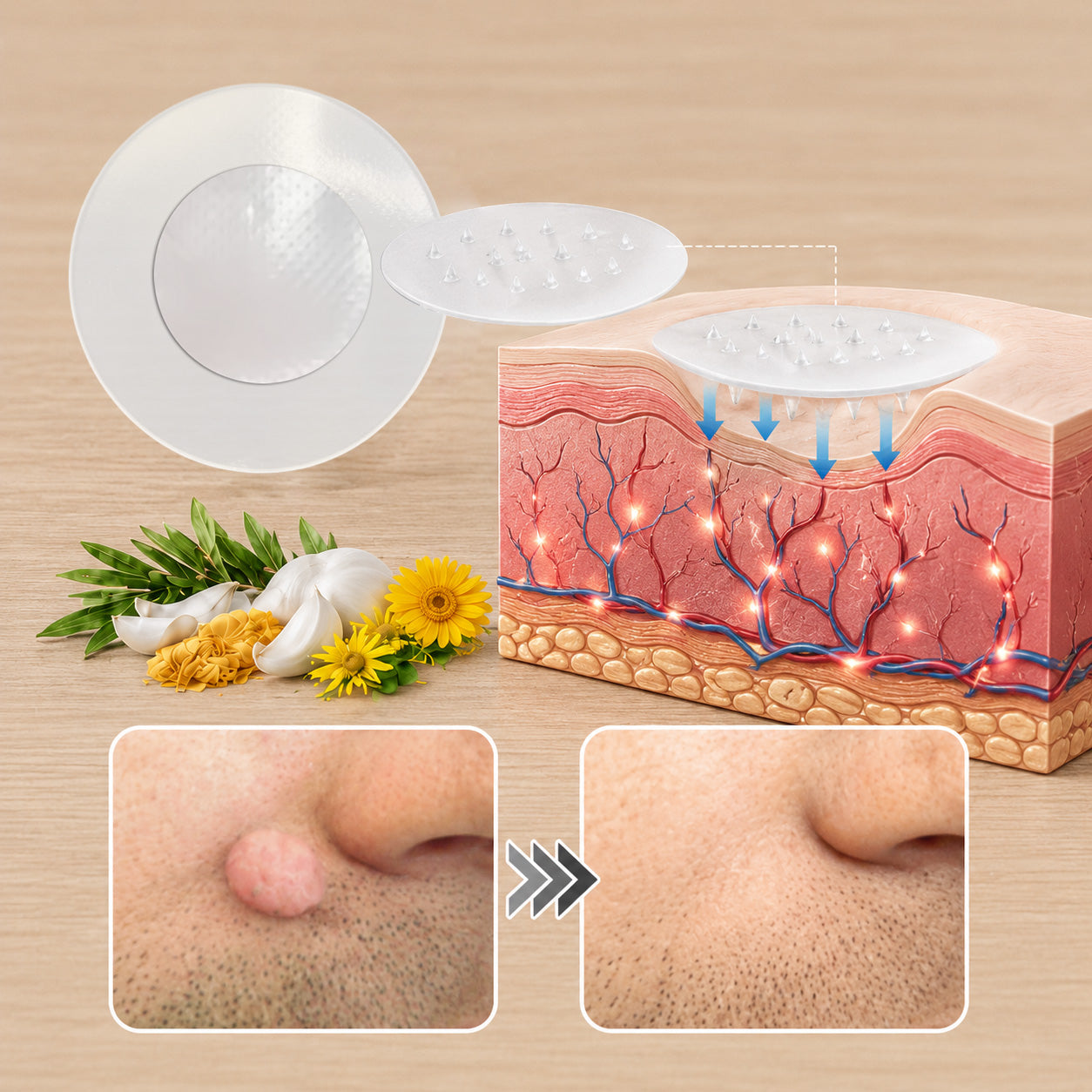 ✨Muwix®2-in-1 Microneedle & Hydrocolloid Patch🍀| Removes Raised Moles, Acne, Flat Warts & Skin Tags | Helps Improve Wrinkles, Scars & Blemishes | Invisible Patches for Face & Body