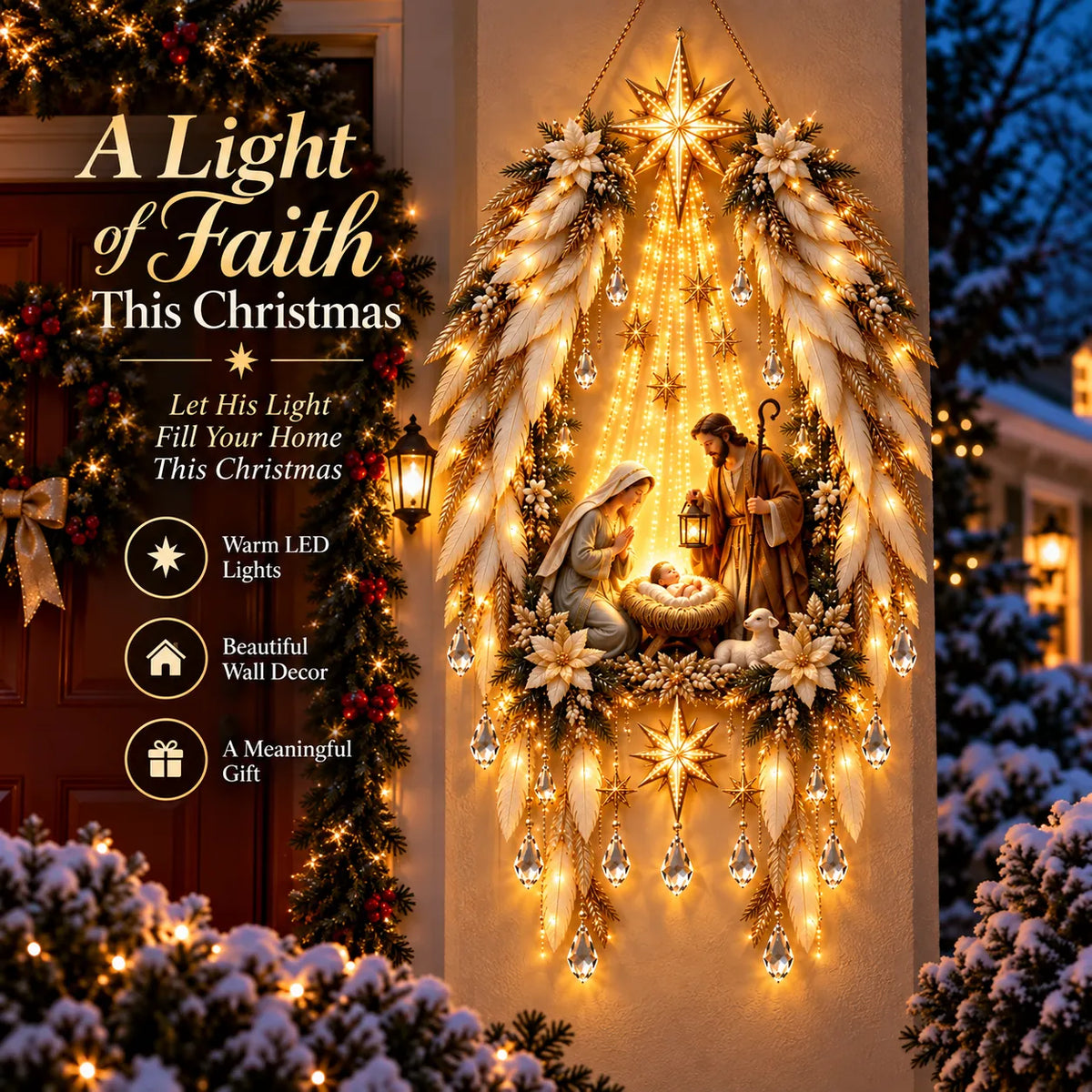 🔥 Last Day 50% OFF-👼 3D Heavenly Angel Wings Nativity Light✨ – Lighted Christmas Wall Decor  ✈️
