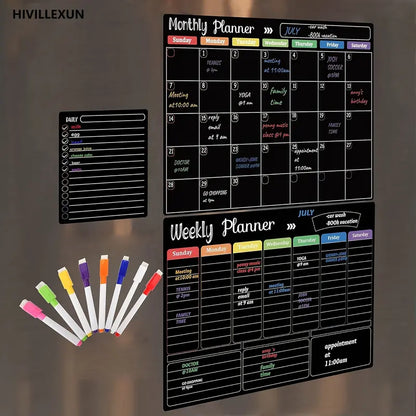 📅 Black Magnetic Dry Erase Boards Set of 3 | Ultimate Fridge Organizer & Planner ✨