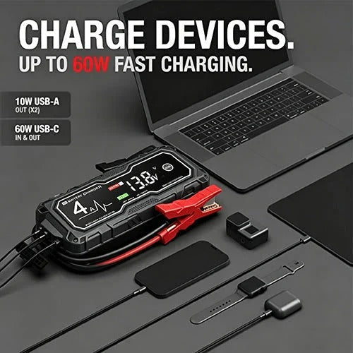 Jump Starter - 10L Gas/8L Diesel, Smart Charger &Power Bank