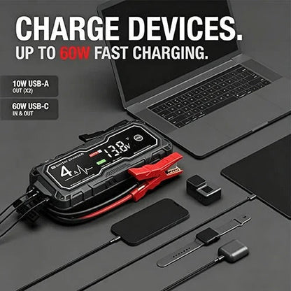 Jump Starter - 10L Gas/8L Diesel, Smart Charger &Power Bank