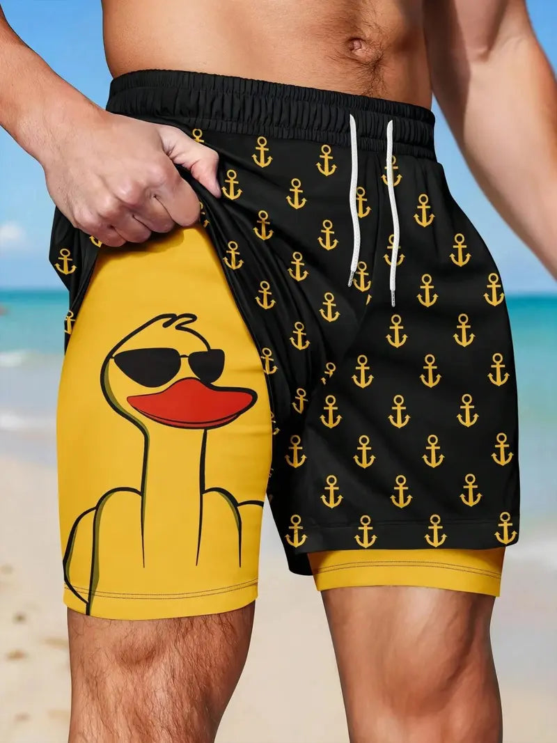 Unisex 2-in-1 Quick-Dry Beach Shorts
