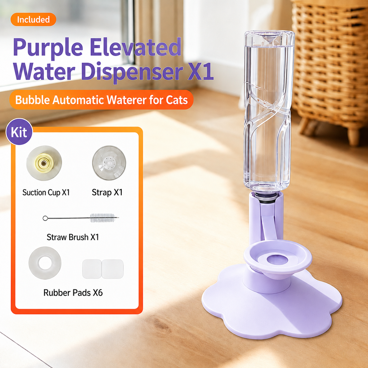 Gravity Cat Water Dispenser Stand - Spill-Proof