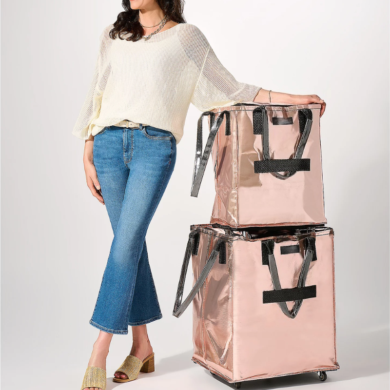 Rolling Tote Bag with Zip Top Closure