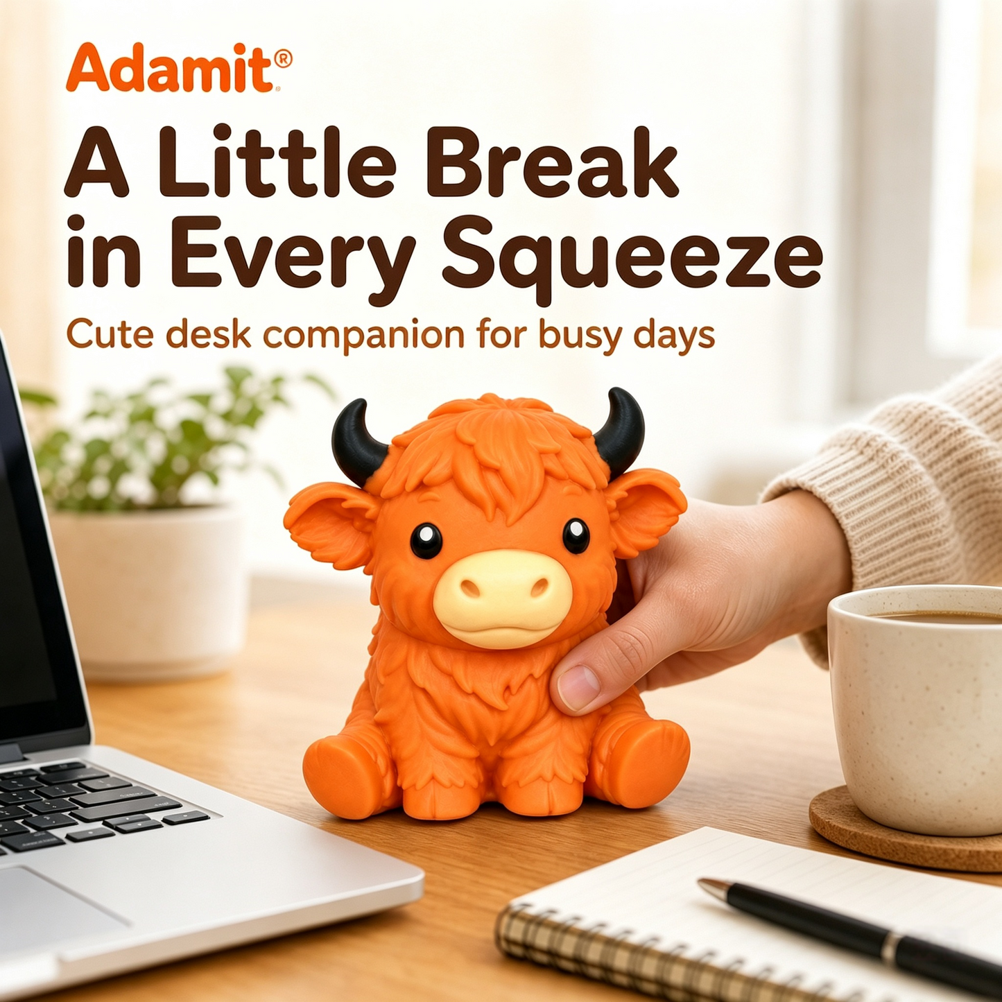 🔥Last Day 49% OFF -  🐮 Highland Cow Squishy – Squeeze, Relax & Smile! 🧡