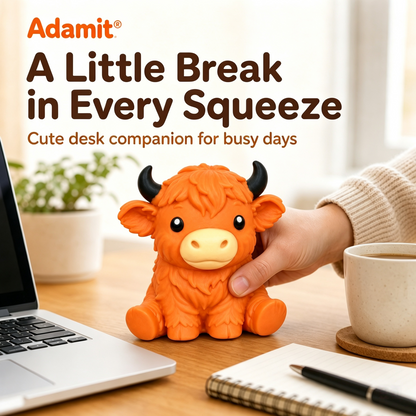 🔥Last Day 49% OFF -  🐮 Highland Cow Squishy – Squeeze, Relax & Smile! 🧡