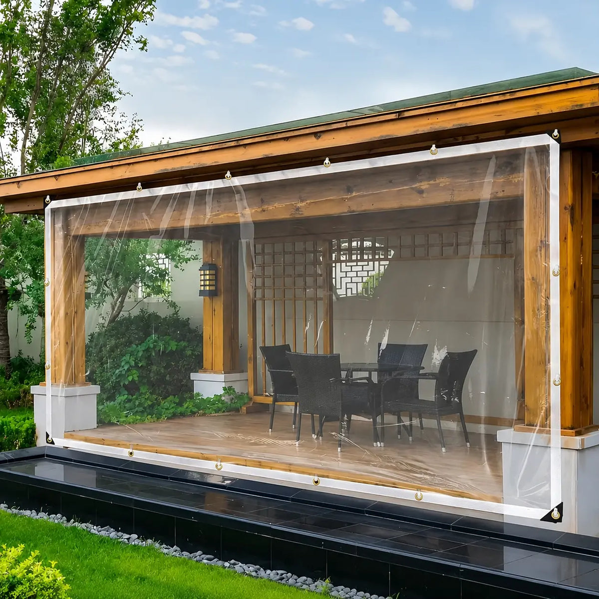 Transparent waterproof outdoor tarp