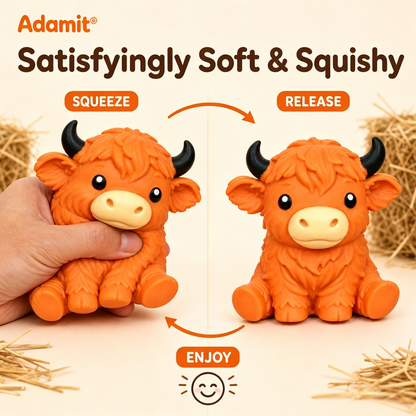 🔥Last Day 49% OFF -  🐮 Highland Cow Squishy – Squeeze, Relax & Smile! 🧡