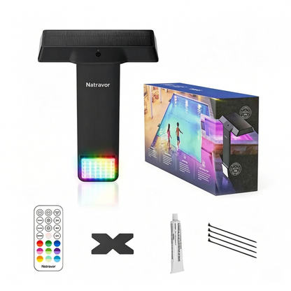 Natravor Solar Pool Light – 20 RGB Colors, IP68 Waterproof, Magnetic Mount
