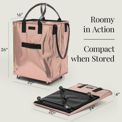 Rolling Tote Bag with Zip Top Closure