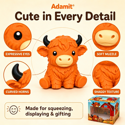 🔥Last Day 49% OFF -  🐮 Highland Cow Squishy – Squeeze, Relax & Smile! 🧡