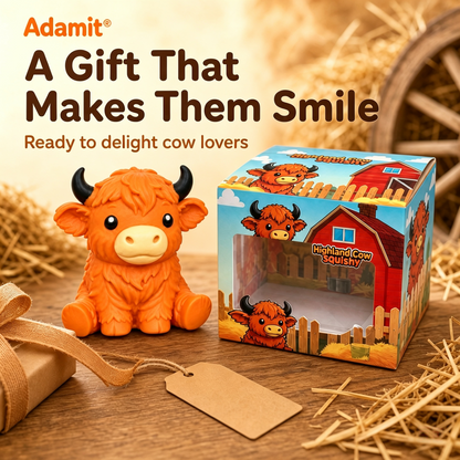 🔥Last Day 49% OFF -  🐮 Highland Cow Squishy – Squeeze, Relax & Smile! 🧡