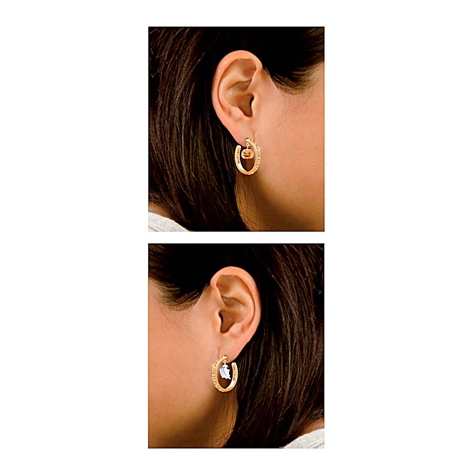 Seasonal earrings with enamel charms and crystals