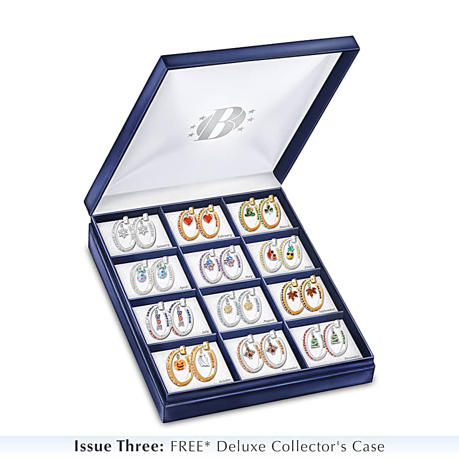 Holiday charm hoop earrings collection