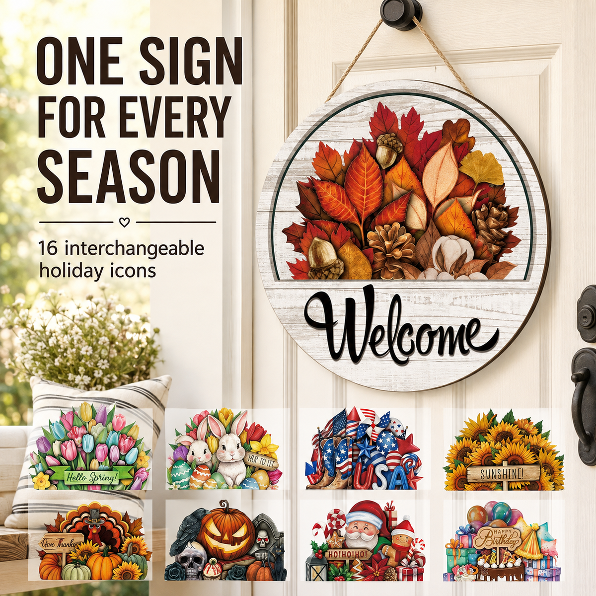 🔥 Free shipping-50% OFF — 16 Pcs Interchangeable Welcome Sign for Front Door