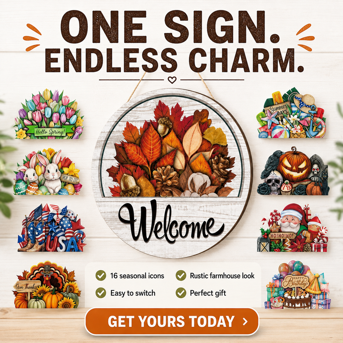 🔥 Free shipping-50% OFF — 16 Pcs Interchangeable Welcome Sign for Front Door