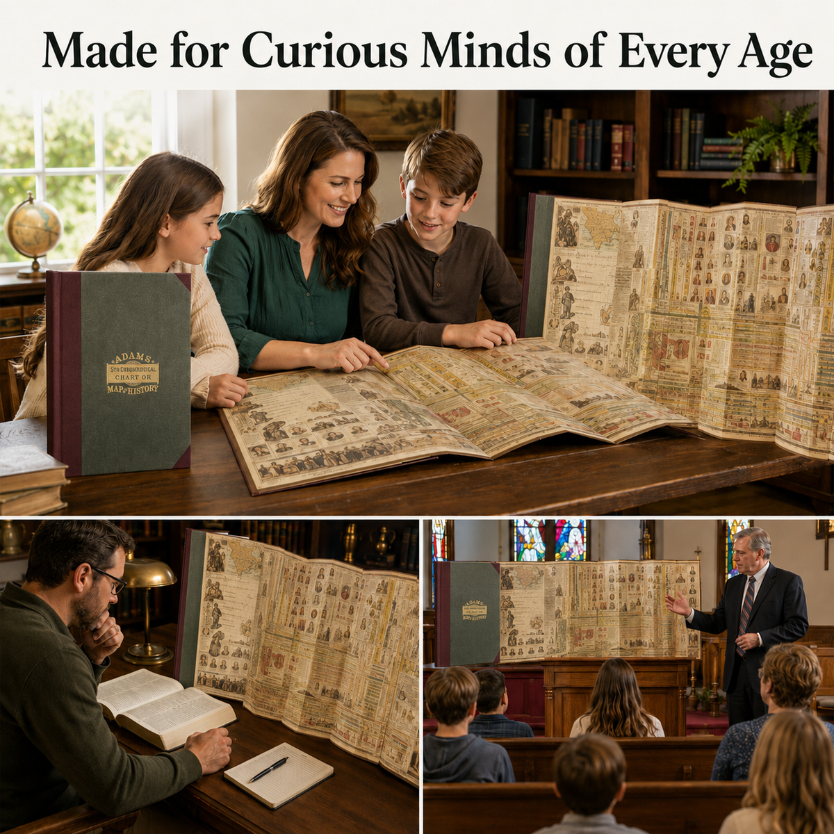 Adams Time Chart premium hardcover and illustrated fold-out views