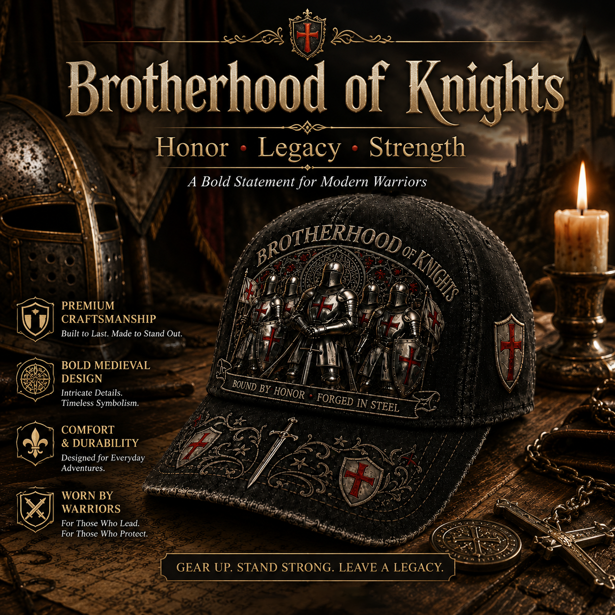 ⚔️ Bound By Honor Forged In Steel – Knights Templar Cap