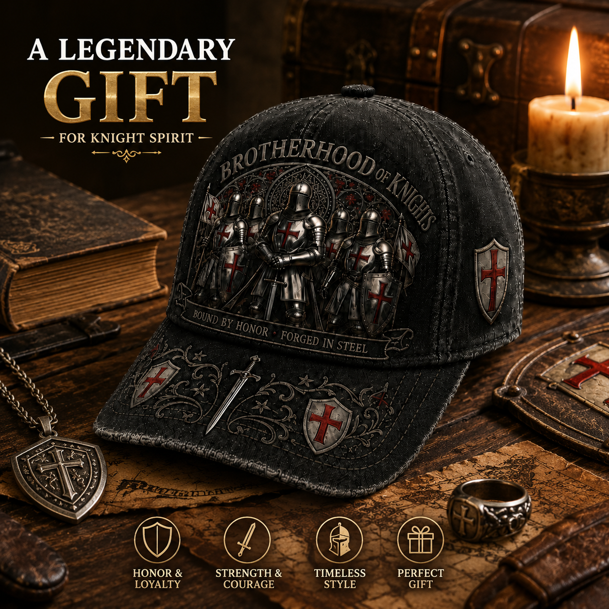 ⚔️ Bound By Honor Forged In Steel – Knights Templar Cap