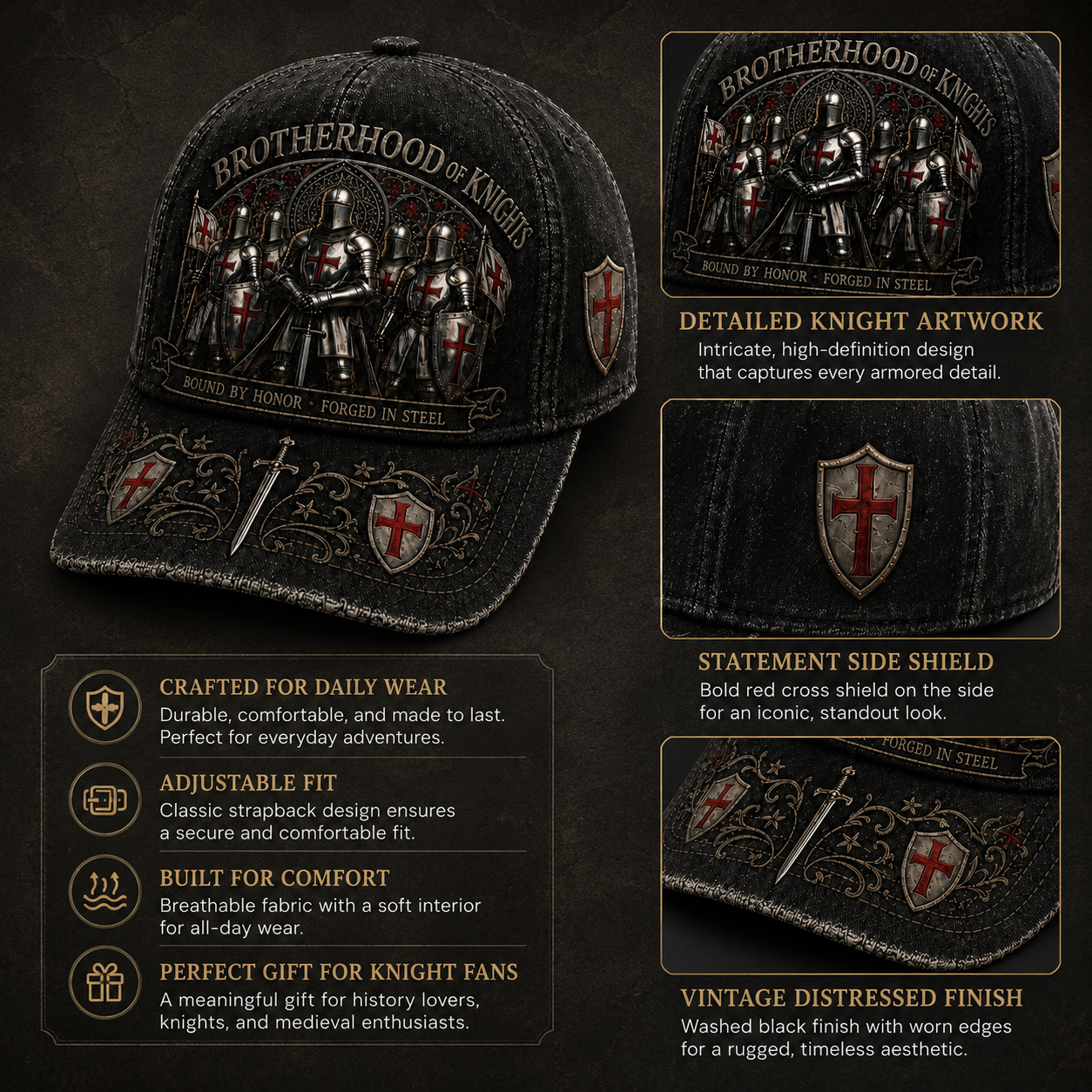 ⚔️ Bound By Honor Forged In Steel – Knights Templar Cap