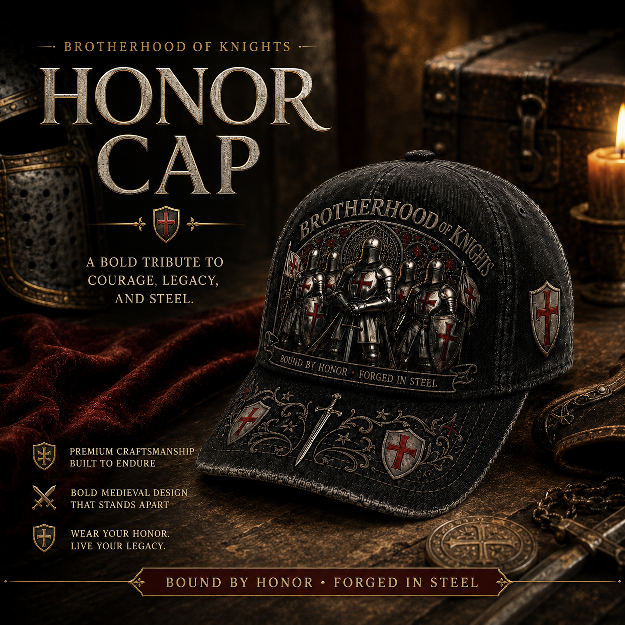 ⚔️ Bound By Honor Forged In Steel – Knights Templar Cap