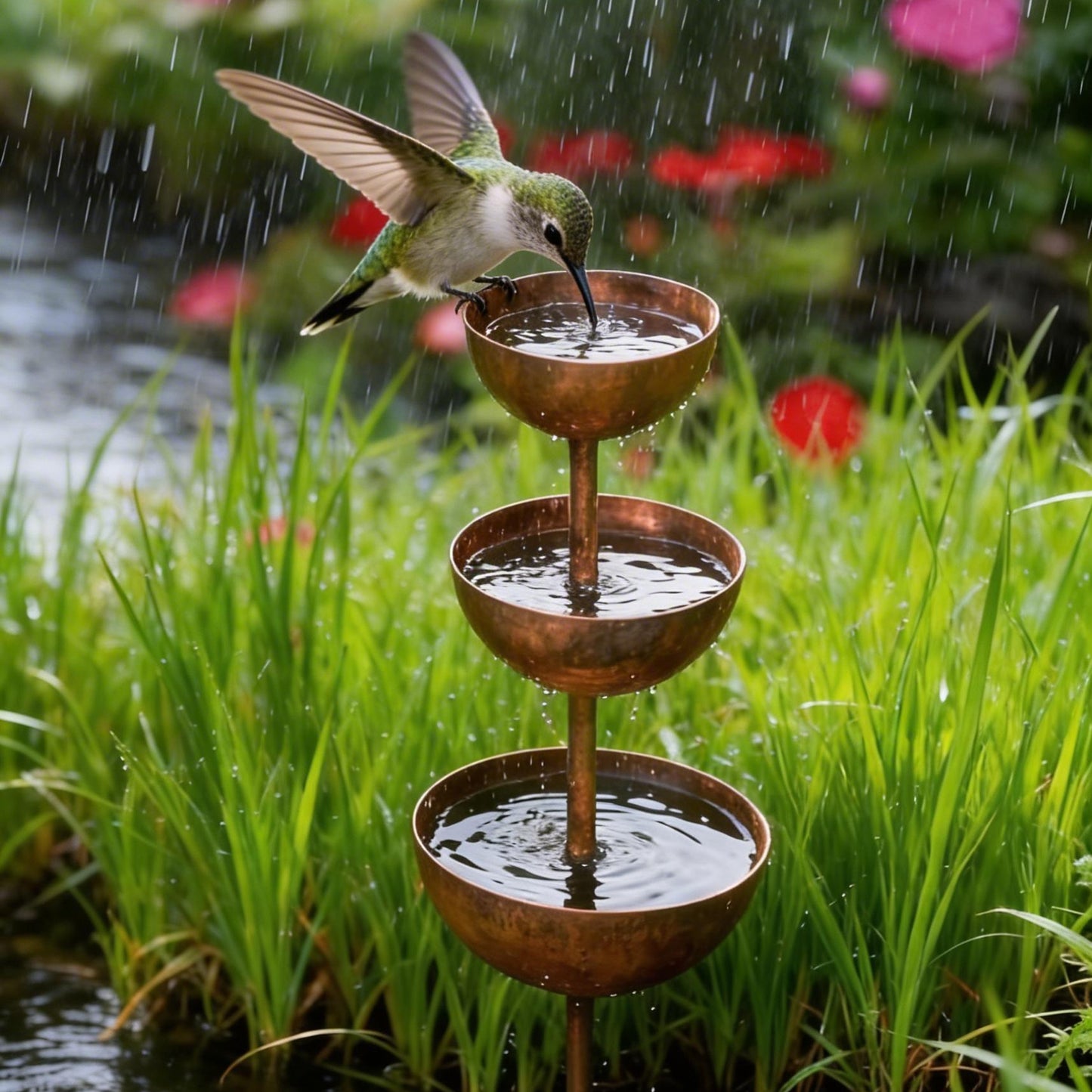 🌧️ Rain Catcher - Plant Support🐦 Metal Garden Ornament