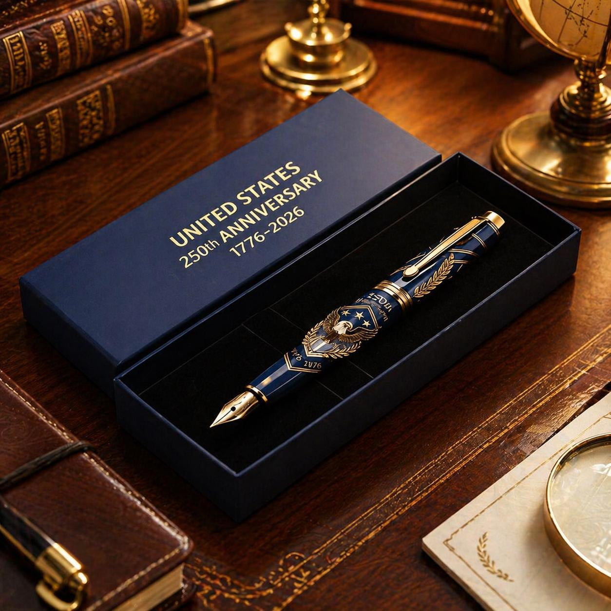 Father's Day gift 一 USA 250th Anniversary Notebook & Pen Set, 1776-2026 Patriotic Gift