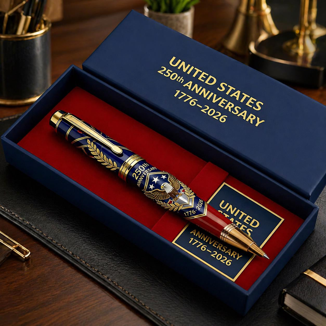 Father's Day gift 一 USA 250th Anniversary Notebook & Pen Set, 1776-2026 Patriotic Gift
